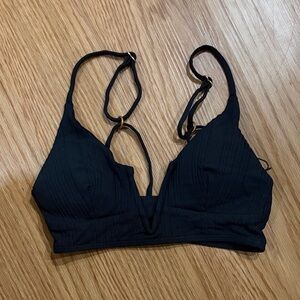 L space Siren Swim Top Black Ribbed Size XS